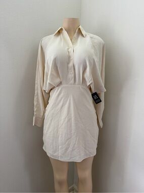 Express Portofino Shirt Dress Ivory White Long Sleeve